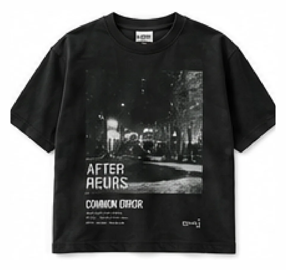 AFTER HOURS TEE — front view, photographed flat