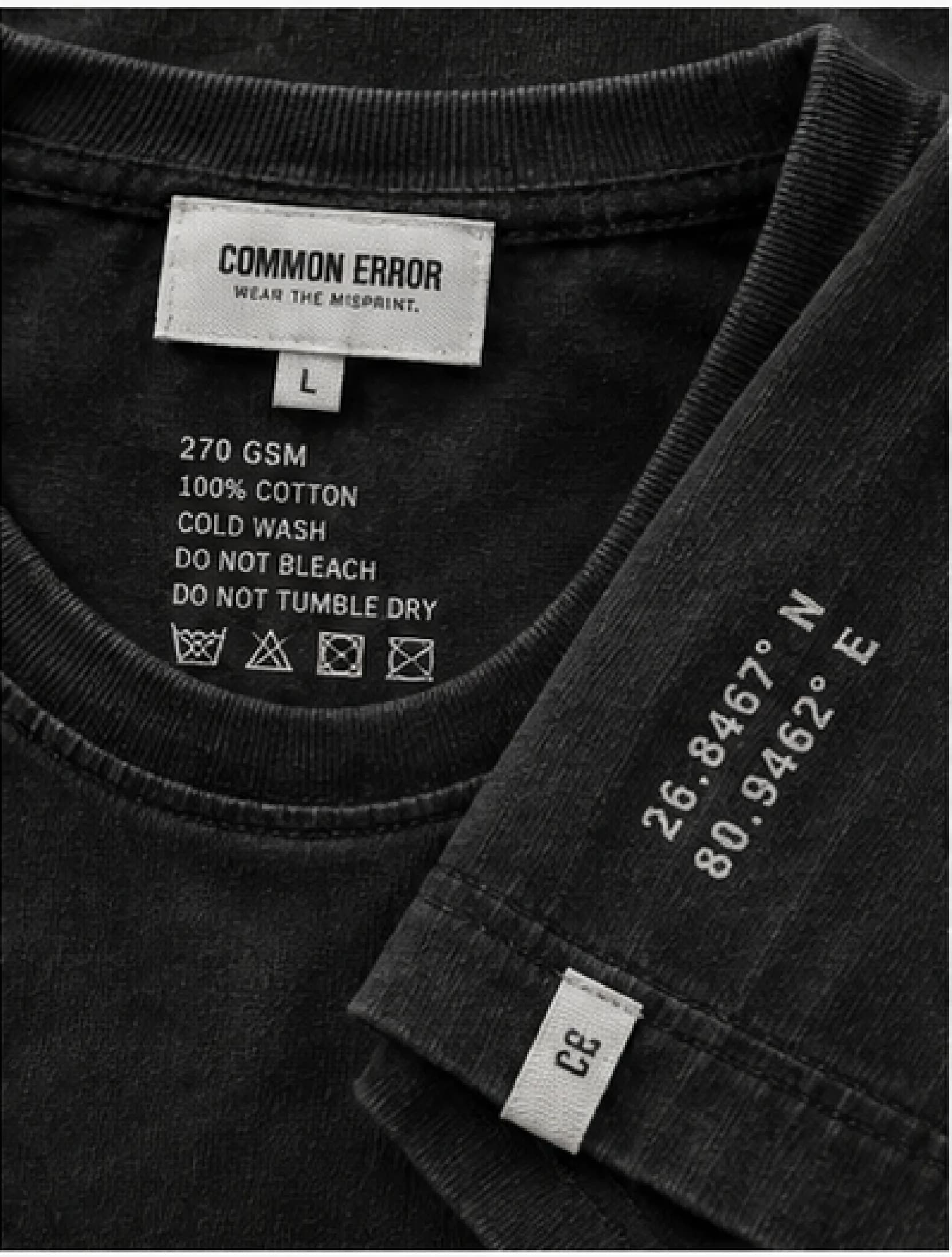 WRONG TURN TEE — neck label close-up